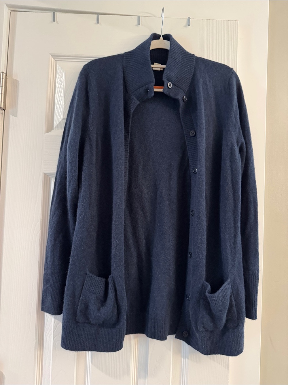 L.L. Bean Cashmere Navy Button-Front Knit Cardigan